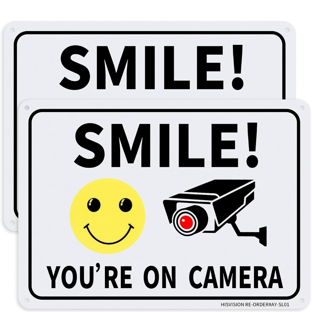 2 Pack Smile You're on Camera Sign
